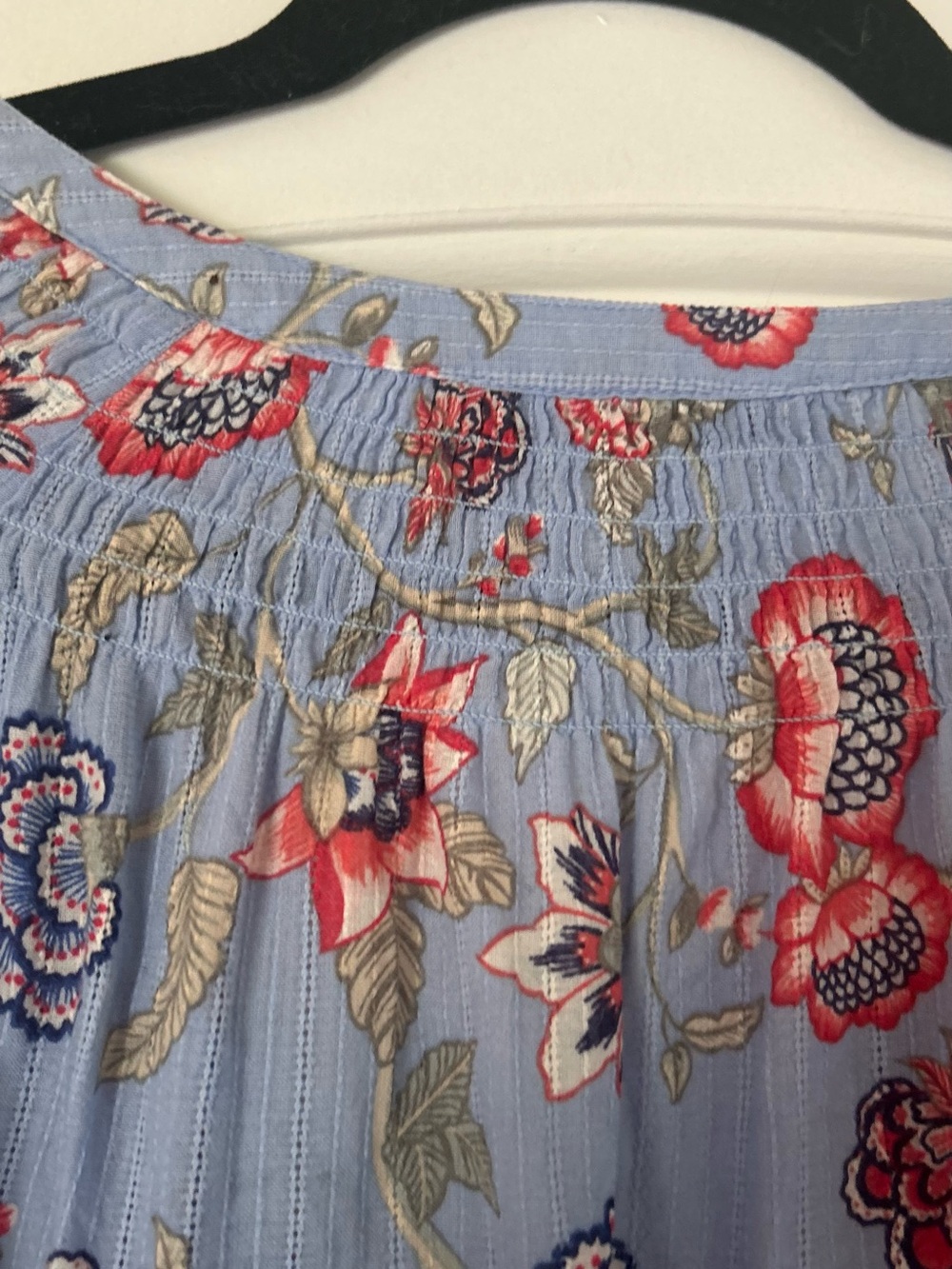 LOFT Blue Floral Henley Blouse - Picture 10 of 12